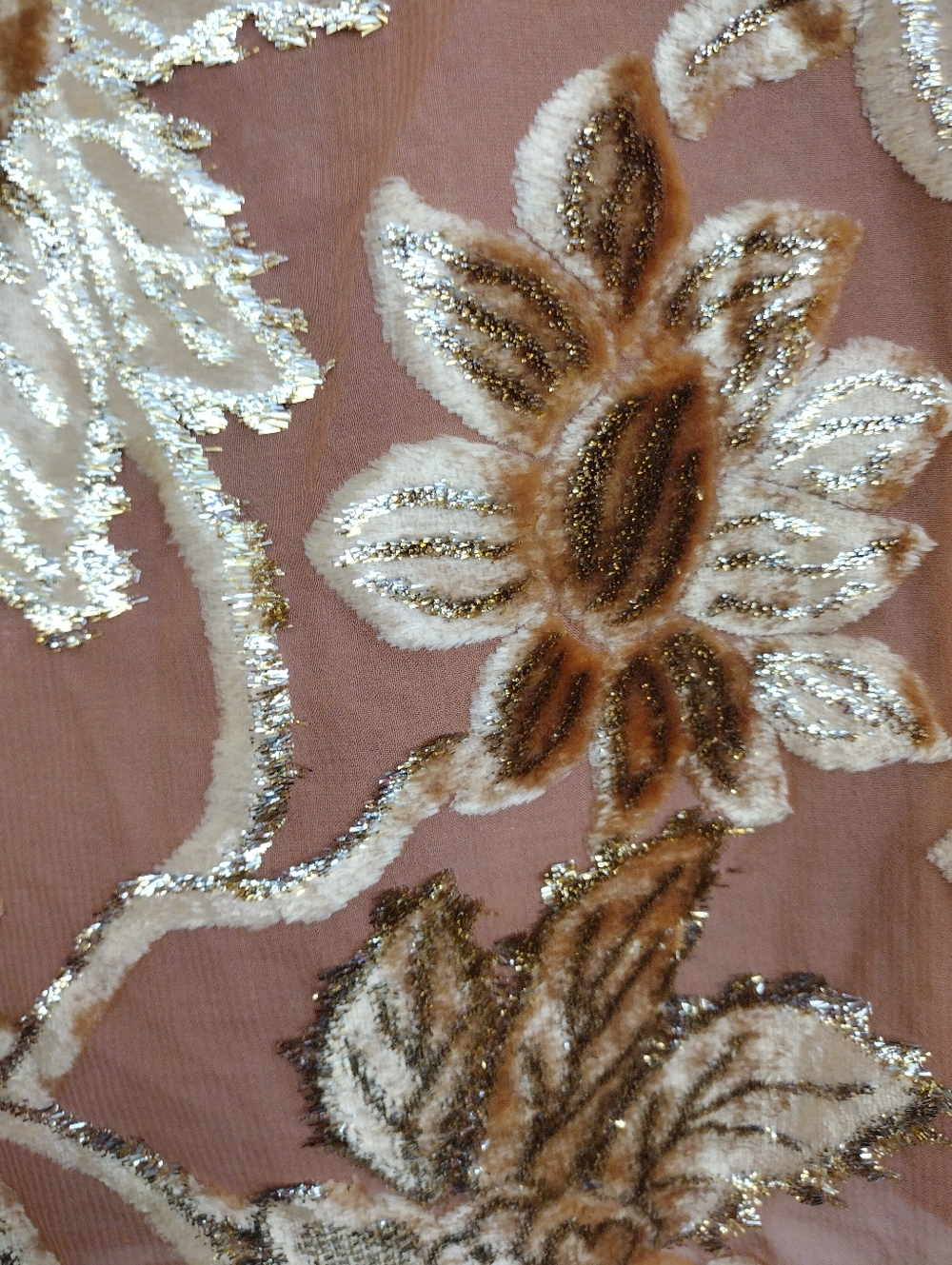 Ulla Johnson Camilla Velvet Devore Rose Gold Metallic Floral Burnout Top Size 4 - Picture 15 of 16